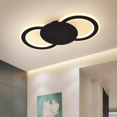 Moderne minimalistische Deckenleuchte aus schwarzem und weißem Metall mit LED 
