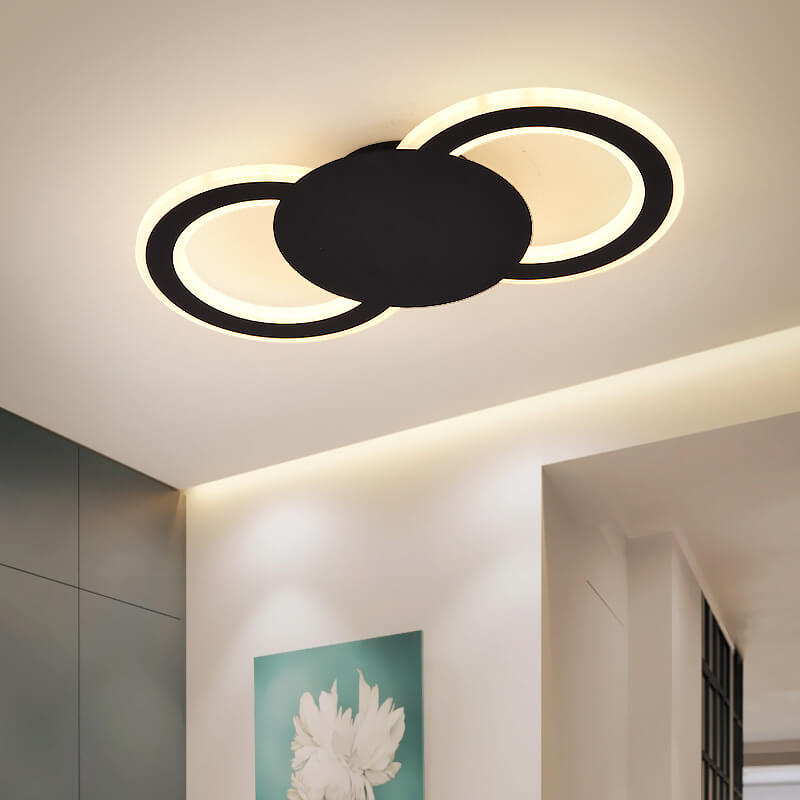 Moderne minimalistische Deckenleuchte aus schwarzem und weißem Metall mit LED 