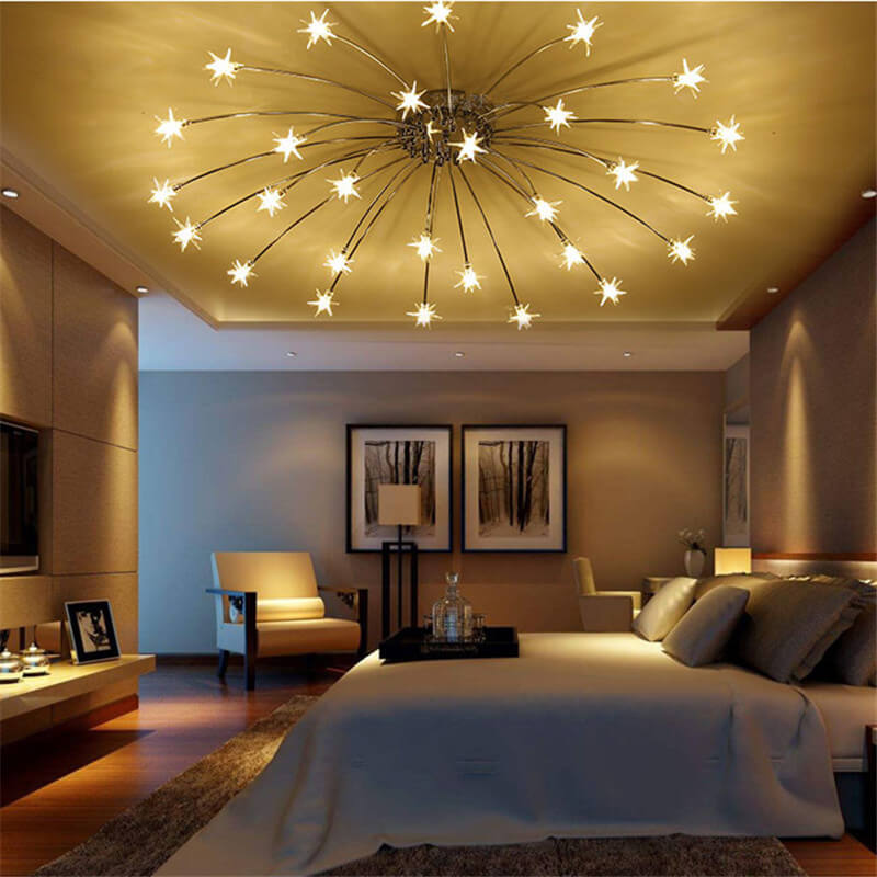 Contemporary Creative Full Of Star Iron 12/21/28 Light Flush Mount Ceiling Light For Living Room