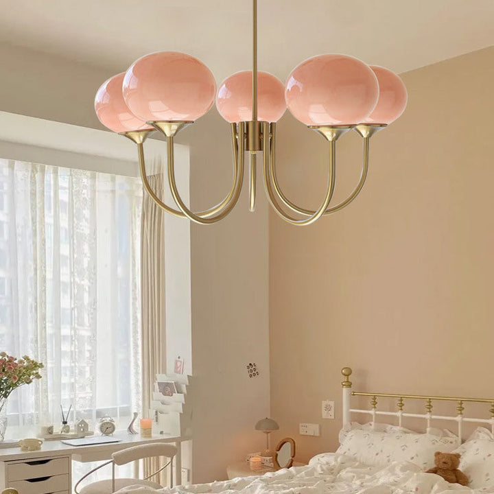 Moderne minimalistische ovale gebogene Stange Eisen Glas 3/5 Licht Kronleuchter für Wohnzimmer 