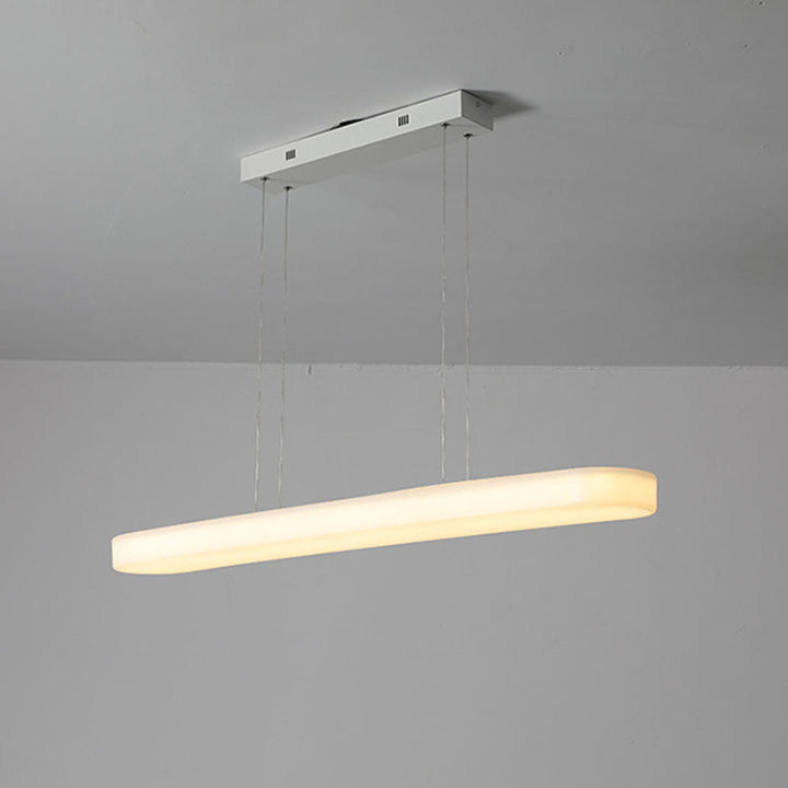 Modern Minimalist One-Shaped Long Strip Acrylic Shade Iron LED Island Light Pendant Light For Dining Room