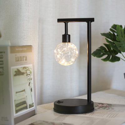 Simple Ball Shade Iron LED USB Battery Night Light Table Lamp