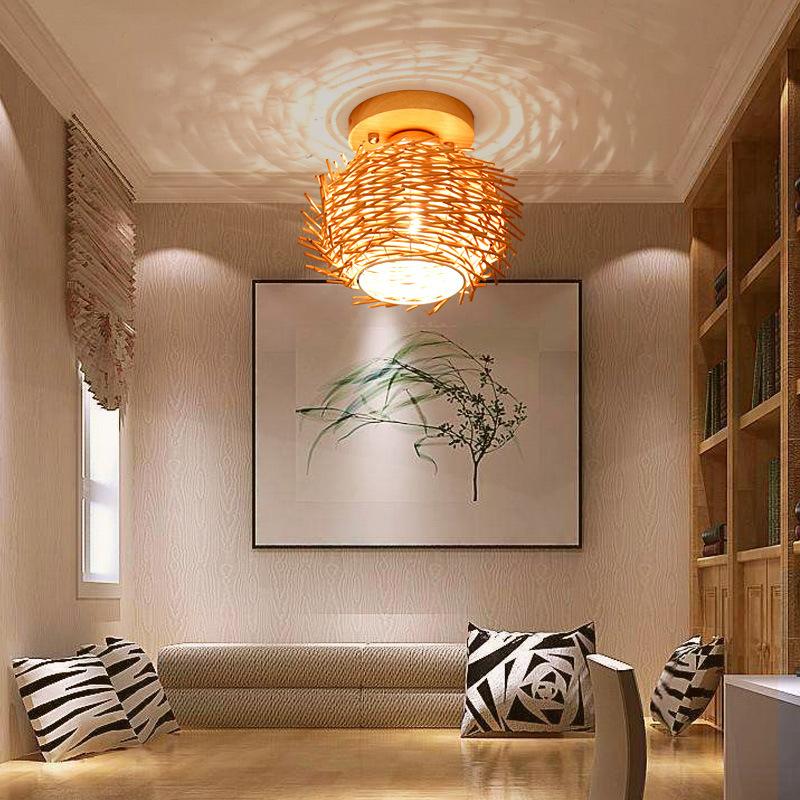 مصباح سقف بتصميم حديث بسيط منسوج من الخيزران 