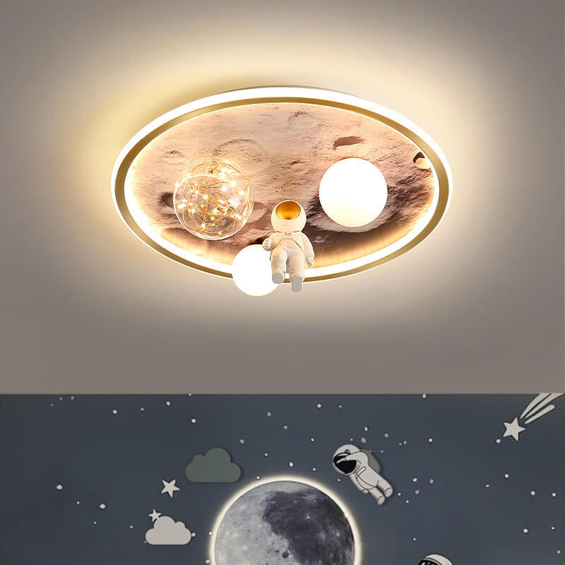 Cartoon Childlike Creative Spaceman Design LED Flush Mount Light