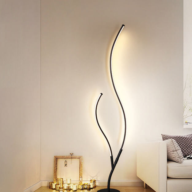 Lampadaire moderne créatif en silicone et métal avec LED RGB en forme de branche d'arbre 