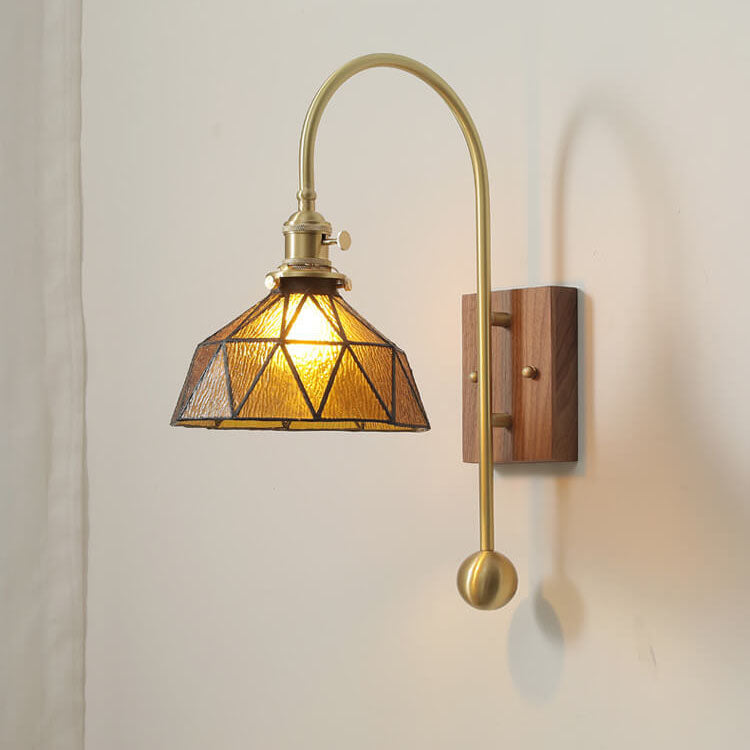 Modern Japanese Vintage Brass 1-Light Wall Sconce Lamp