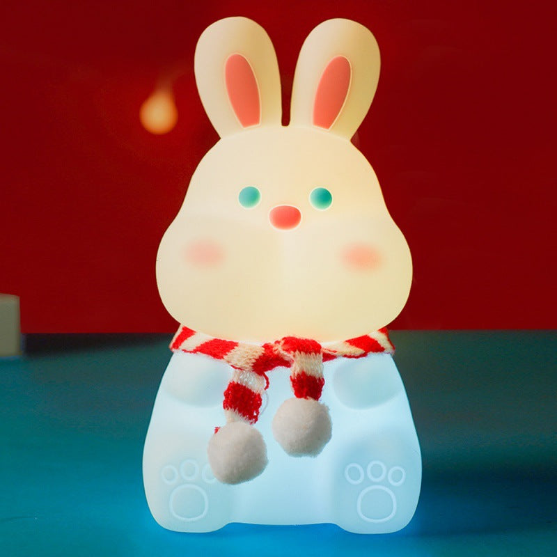 Contemporary Creative ABS PC Silicone Cartoon Rabbit Pat USB Rechargeable LED Night Light Table Lamp For Bedroom