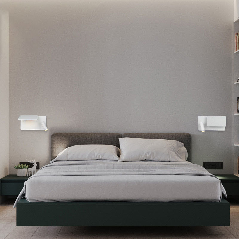 Moderne minimalistische quadratische LED-Wandleuchte aus Aluminium mit flachem Spot für Wohnzimmer &amp; Schlafzimmer 