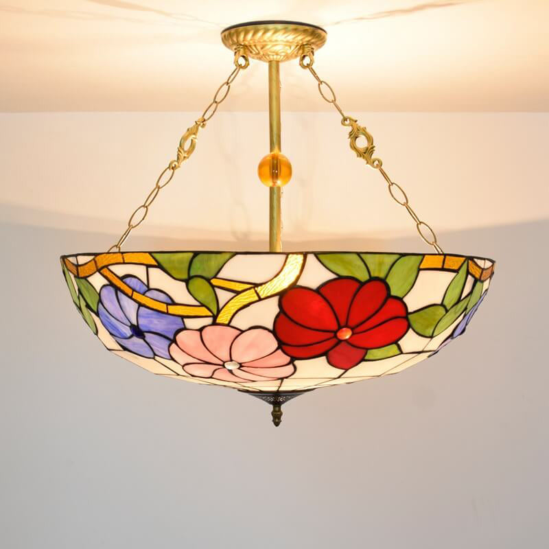 European Style Creative Pastoral Morning Glory Tiffany 5-Light Chandelier