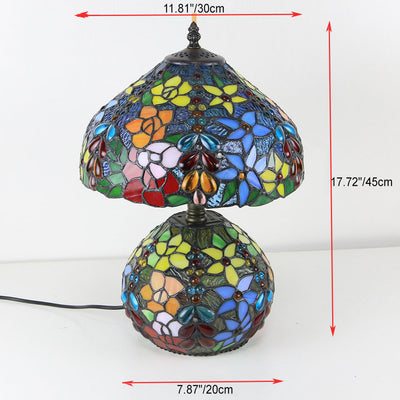 Tiffany Luxury Floral Beads Round Base 2-Light Table Lamp