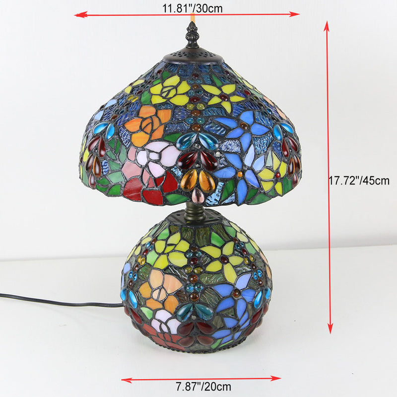 Tiffany Luxury Floral Beads Round Base 2-Light Table Lamp