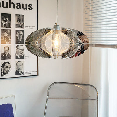 Modern Eclectic Fish Silk Thread Winding Stainless Steel Frame Oval 1-Light Pendant Light for Living Room