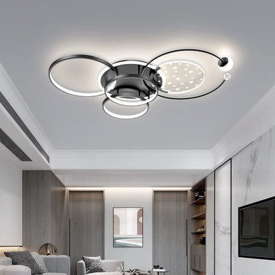 Moderne, minimalistische Circle Combo LED Schwarz-Weiß-Deckenleuchte zur bündigen Montage