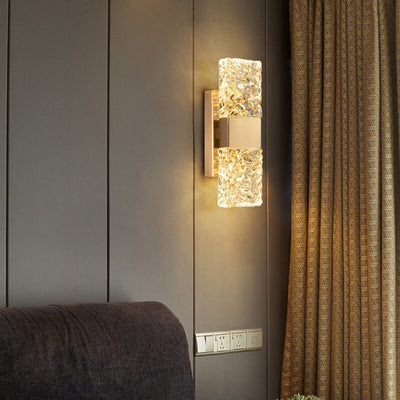 Modern Luxury Square Ripple Crystal Gold LED Wall Sconce Lamp