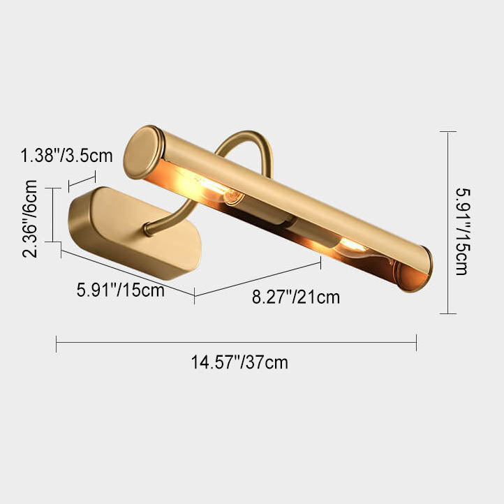 Nordic Modern Minimalist Cylindrical All-Copper 2 Light Vanity Light Wall Sconce Lamp