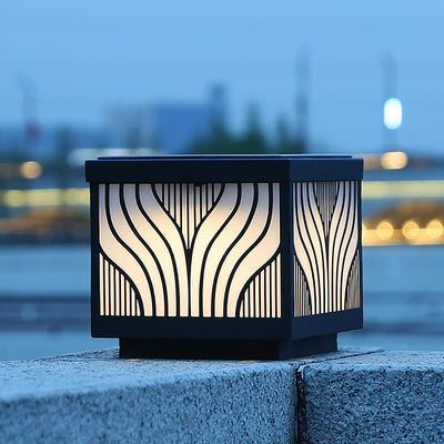 Modern Solar Patterned Stainless Steel Square Courtyard LED Path Lamp