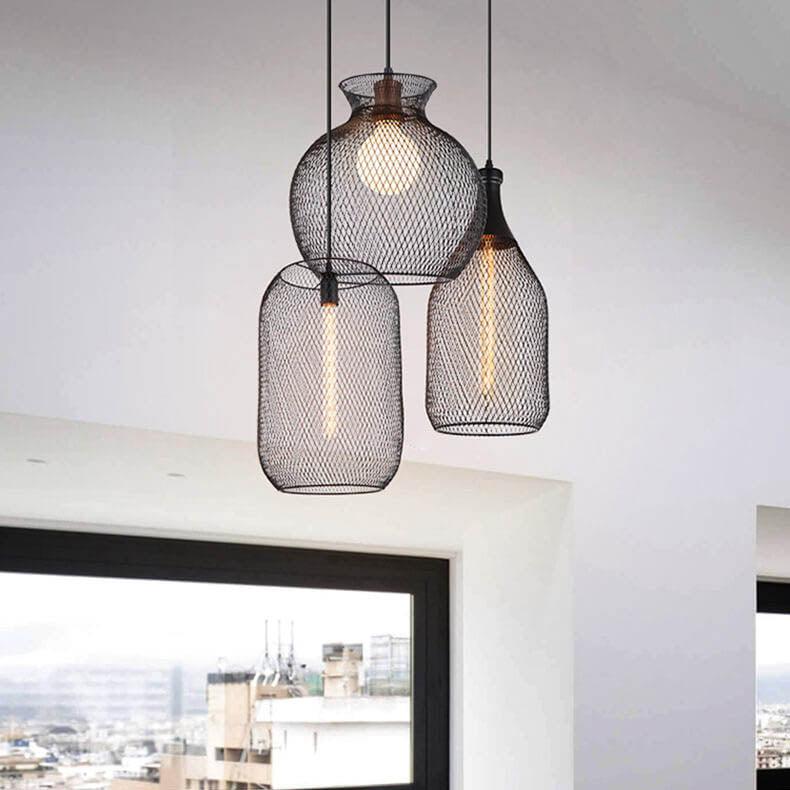 Industrial Creative Cylindrical Iron Mesh 1-Light Pendant Light