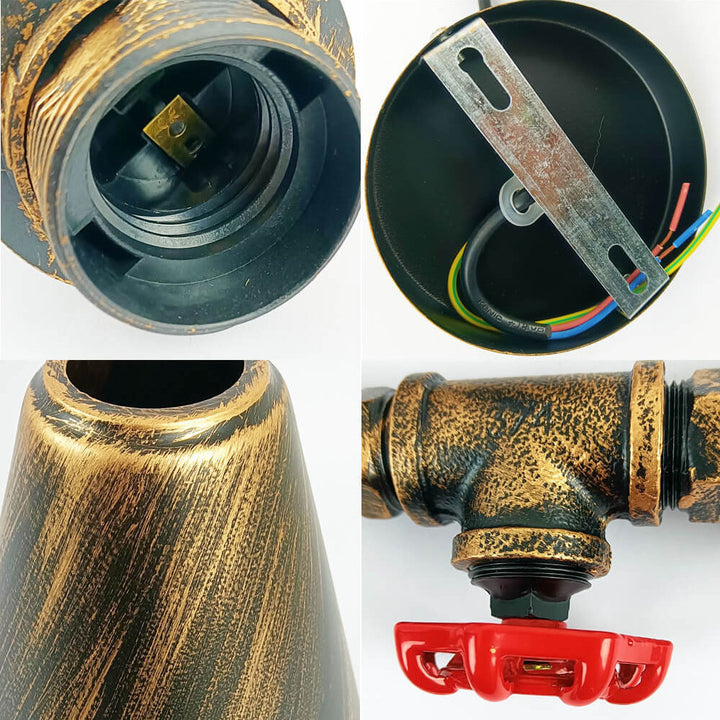 Moderne industrielle 1-flammige Pendelleuchte aus Eisen in Kegelform mit Wasserrohr-Design für das Wohnzimmer 