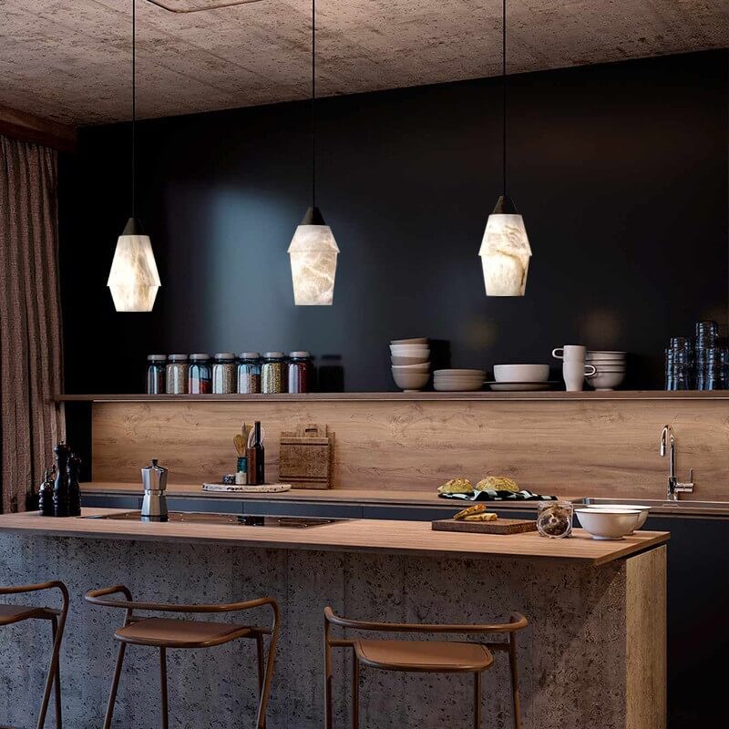 Modern Minimalist Full Copper Dolomite 1-Light Pendant Light