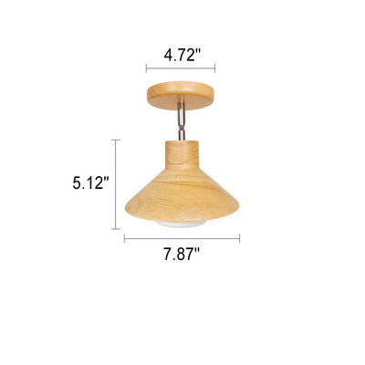 Nordic  Wooden Log Cone 1-Light Semi-Flush Mount Ceiling Light