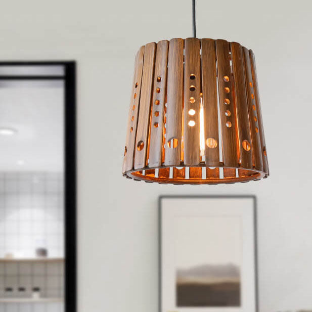 Modern Rustic Antique Hollow Bamboo Weave 1-Light Pendant Light