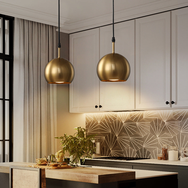Nordic Light Luxury Brass Orb 1-Light Pendant Light