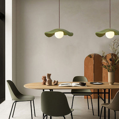Macaron Cream Dome Wave Design Resin 1-Light Pendant Light