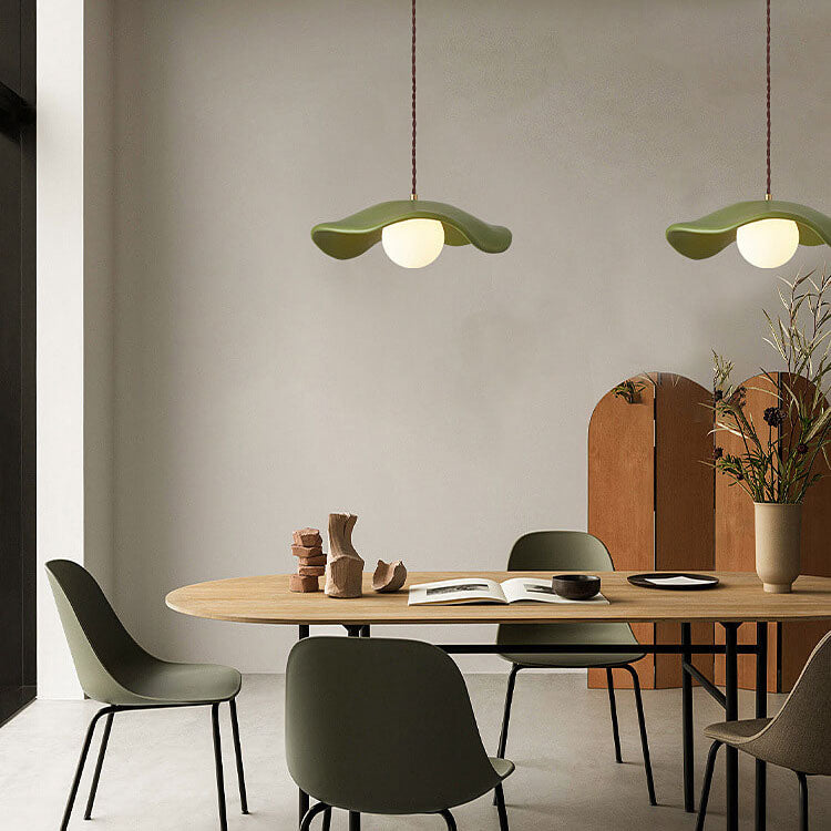 Macaron Cream Dome Wave Design Resin 1-Light Pendant Light