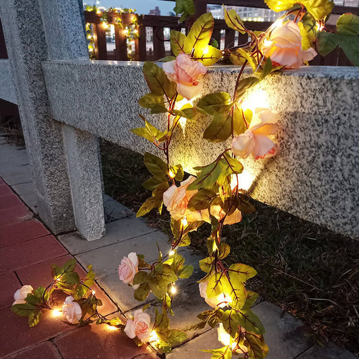 Luces de cadena LED para exteriores a prueba de agua y golpes Rosa Solar 