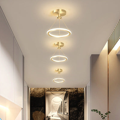Modern Simplicity Aluminum Circle Strip LED Semi-Flush Mount Ceiling Light For Hallway