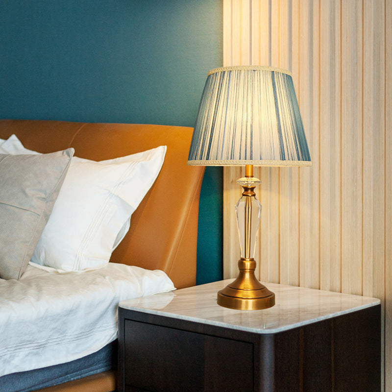 Lampe de table européenne minimaliste en tissu cristal à 1 lumière 