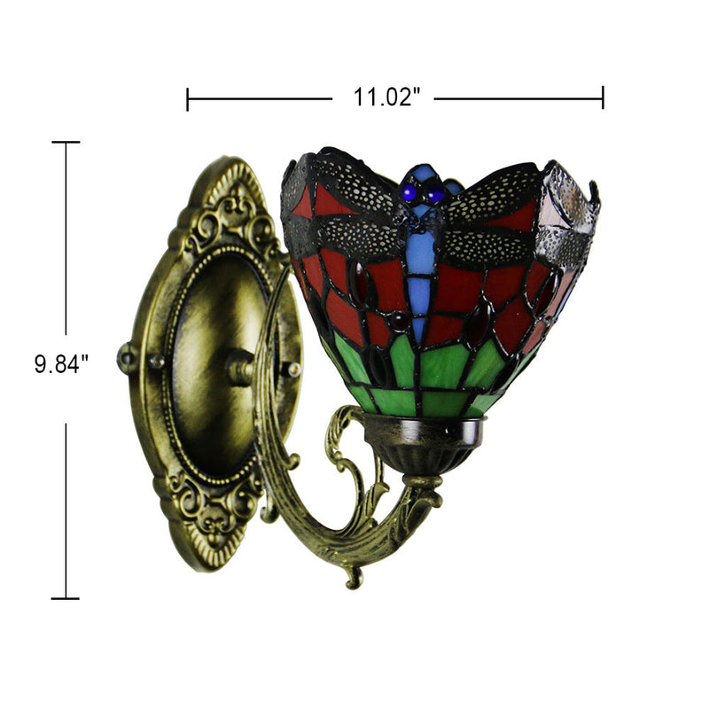 Tiffany-Barock-Buntglasschale im europäischen Stil, 1-flammige Wandleuchte 