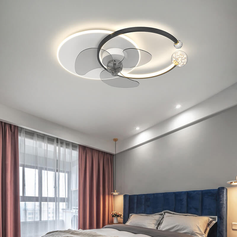 Luxury Double Ring Combination Design LED Flush Mount Fan Light