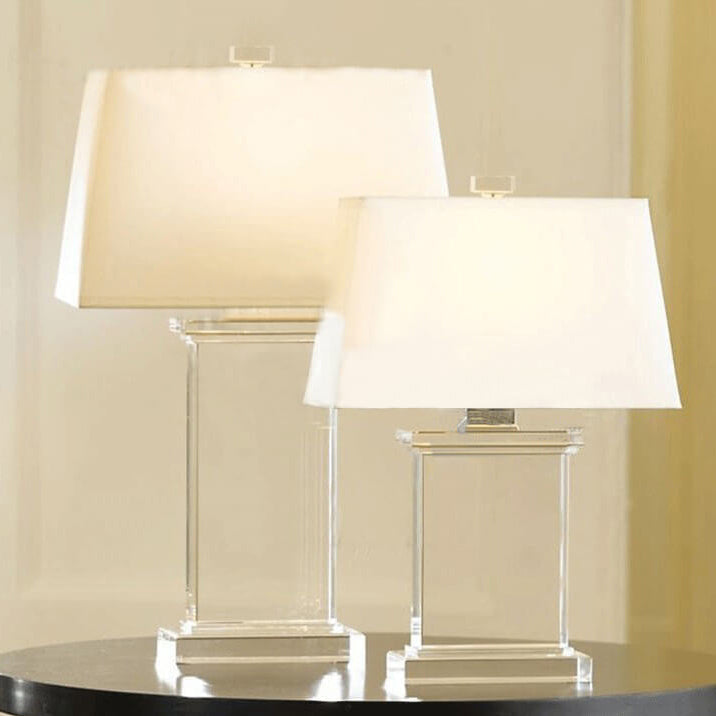 Moderne Stofflampenschirm Kristallbasis 1-Licht Tischlampe 