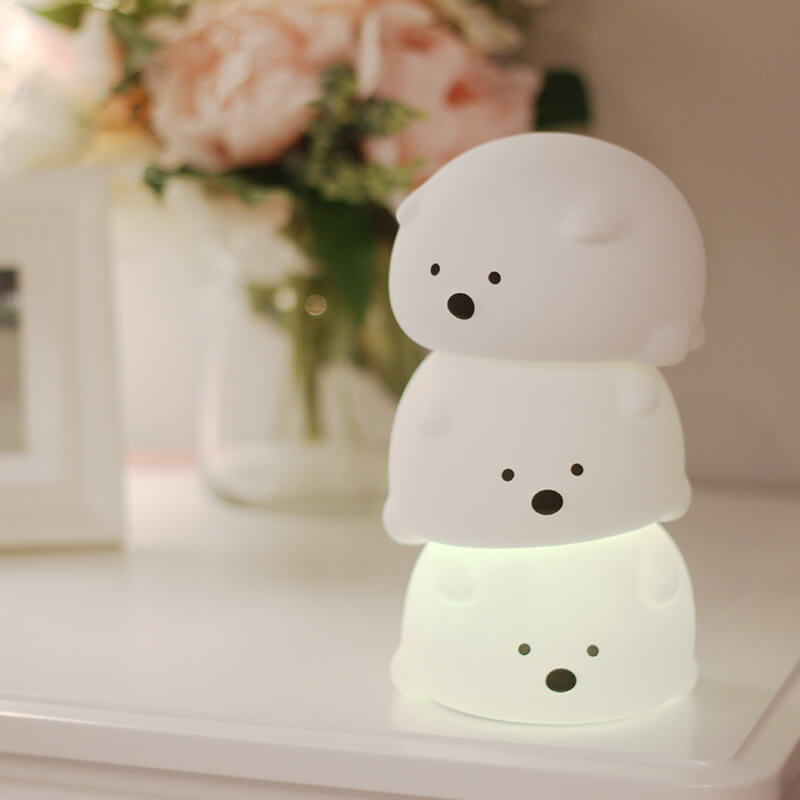 Contemporary Creative Round Silicone LED Kids Cartoon Bear Night Light Table Lamp For Bedroom