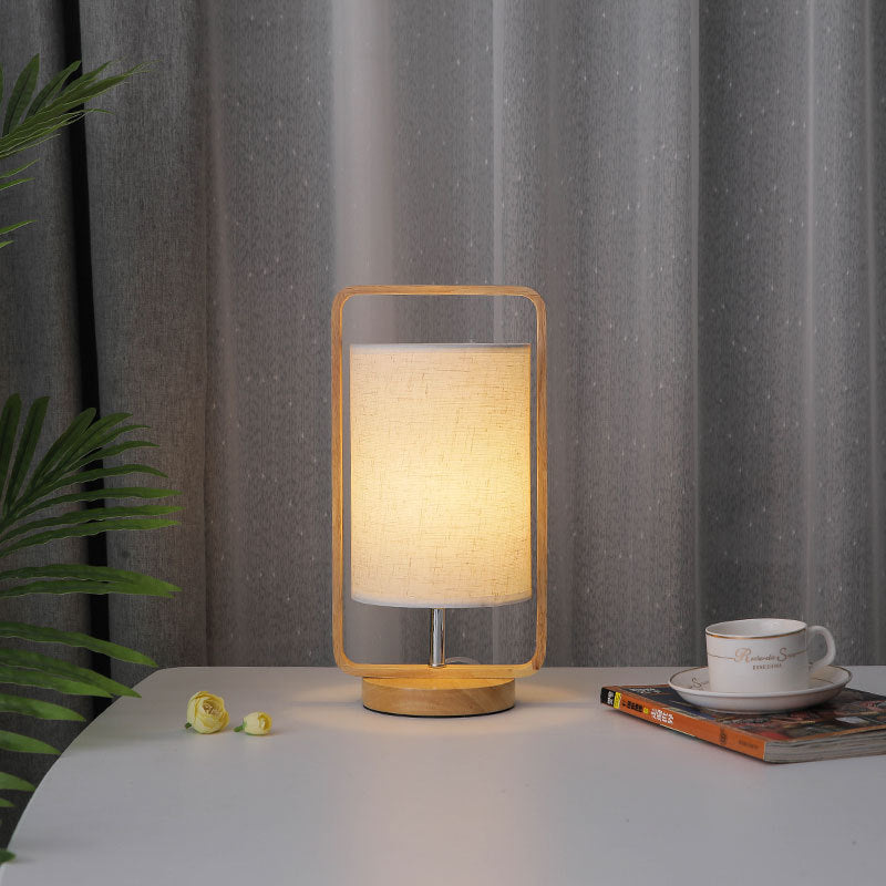 Modern Minimalist Wood Cloth Portable LED Night Light Table Lamp