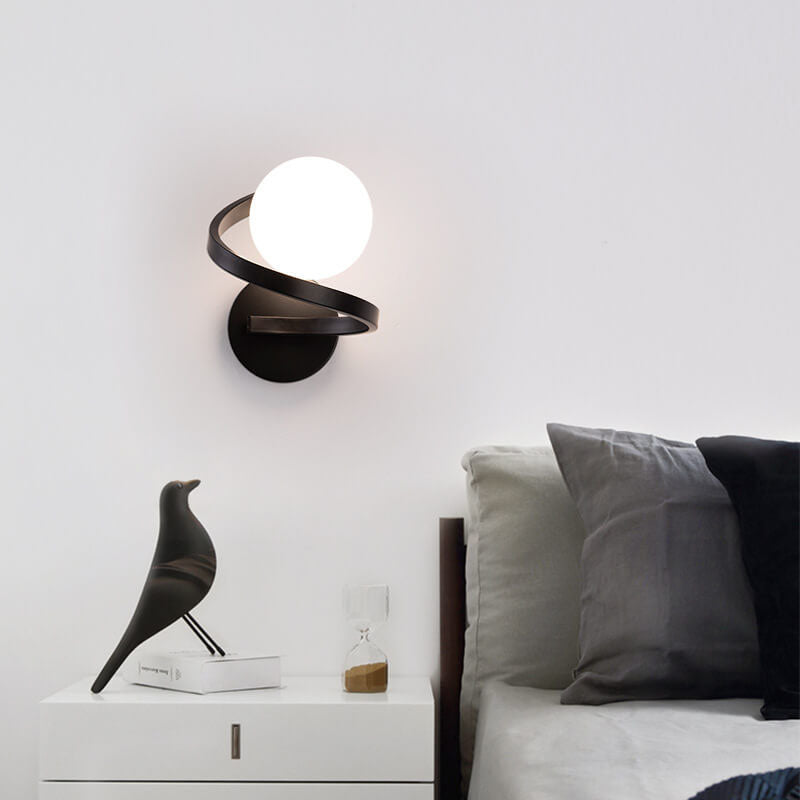 Modern Iron Curved Minimalist 1-Light Wall Sconce Lamp