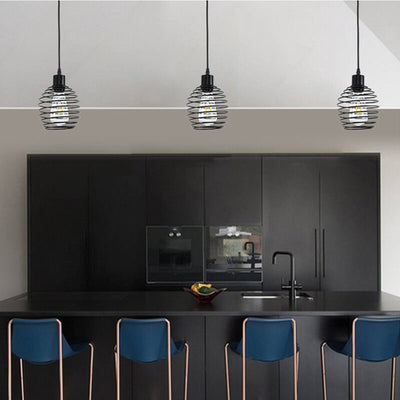 Modern Minimalist Oval Pure Black Iron 1-Light Pendant Light
