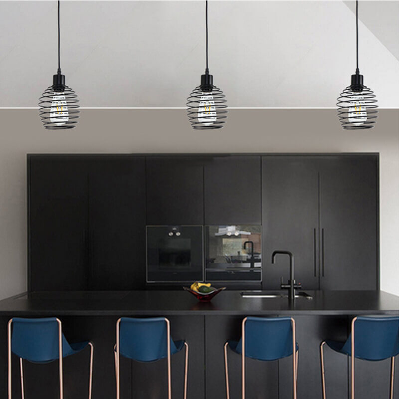 Modern Minimalist Oval Pure Black Iron 1-Light Pendant Light