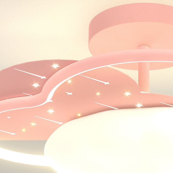 Plafonnier LED semi-encastré moderne en acrylique et fer avec nuages crème 