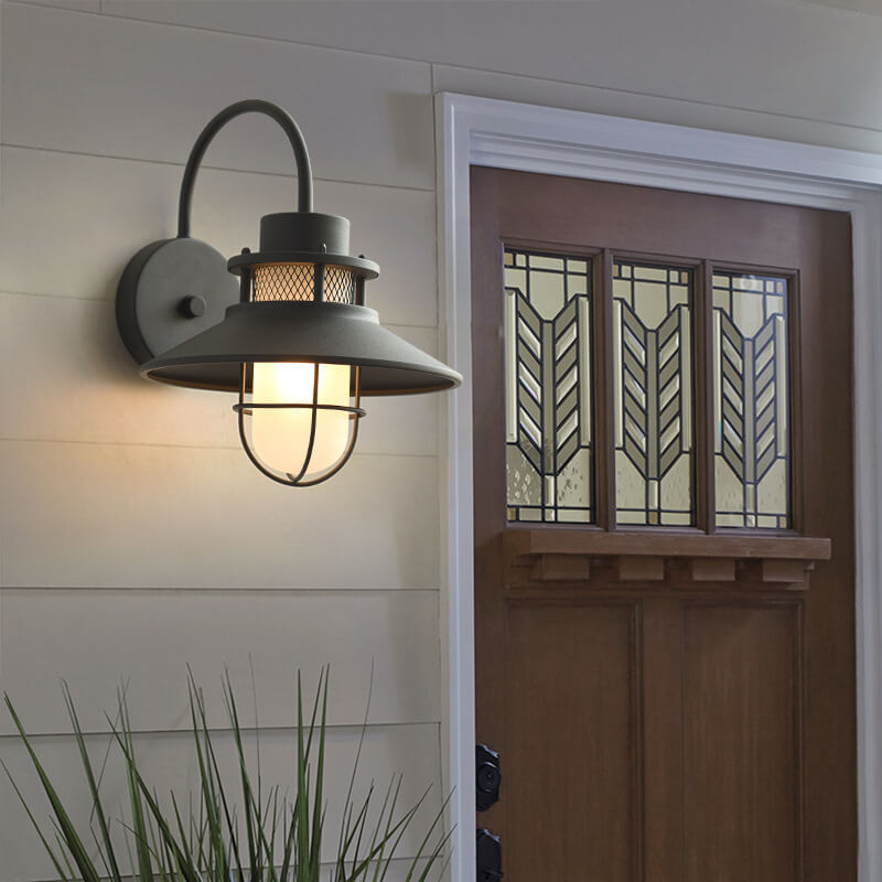 Lámpara Aplique de Pared para Exterior de 1 Luz con Cuerpo de Hierro Impermeable 