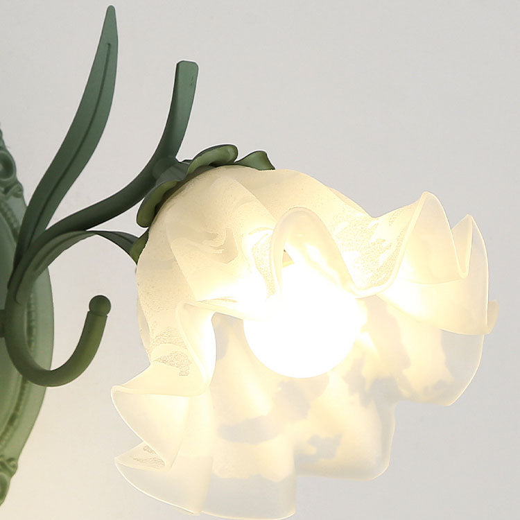 Applique murale à 1 lumière en verre et fer à fleurs rustiques européennes 