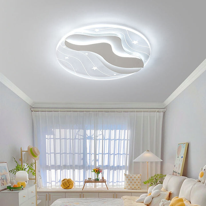 Modern Minimalist Round Starry Sky Effect LED Slim Flush Mount Ceiling Light