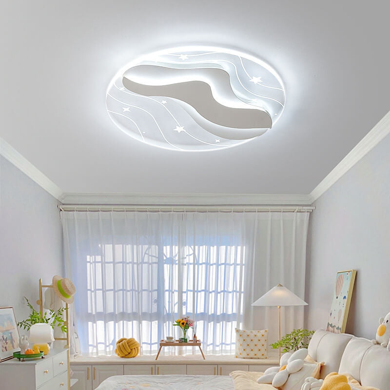 Modern Minimalist Round Starry Sky Effect LED Slim Flush Mount Ceiling Light