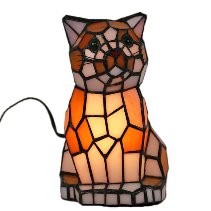 Tiffany Creative Chats /Chiens en Vitrail Lampe de Table Veilleuse 1 Lumière 