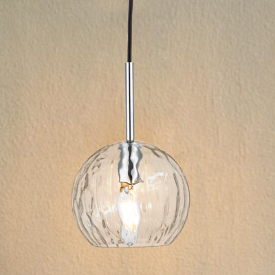Vintage minimalistische Chrom klare runde Kugel Glas 1-flammige Pendelleuchte 