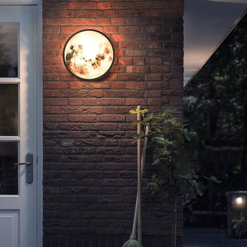 Modern Outdoor Moon Round Waterproof Wall Sconce Lamp