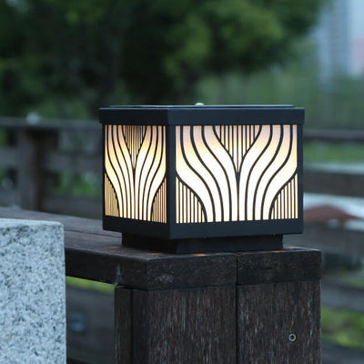 Modern Solar Patterned Stainless Steel Square Courtyard LED Path Lamp