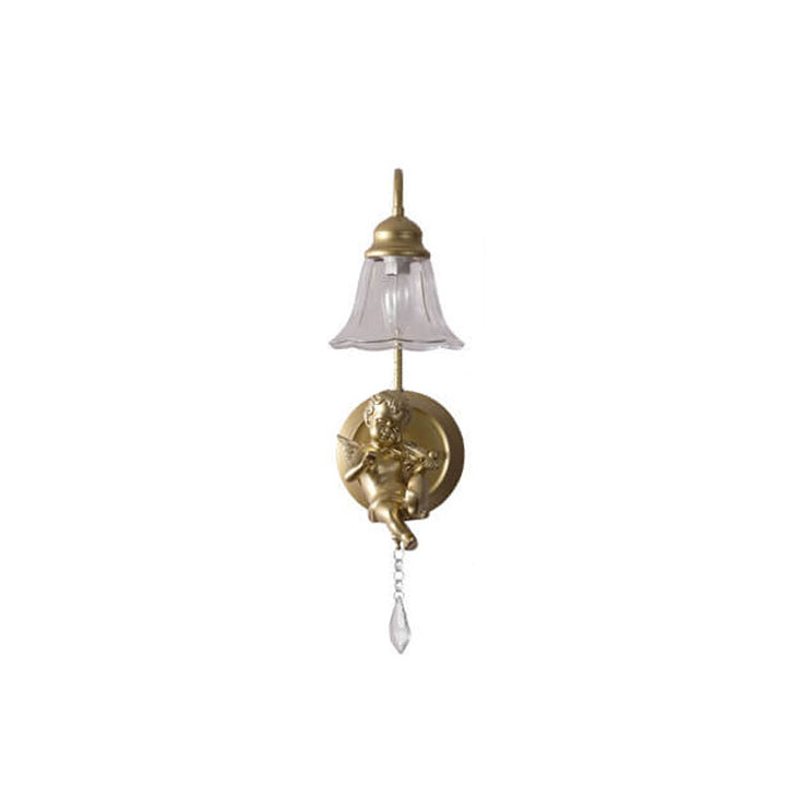 Traditionelle Vintage-Wandleuchte mit 1 Flamme aus Glas und Eisen in Kegelform für Wohnzimmer und Schlafzimmer 