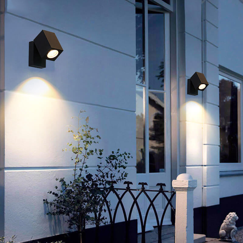 Modern Outdoor Waterproof Square Spotlight Adjustable Angle LED Garden Wall Sconce Lamp